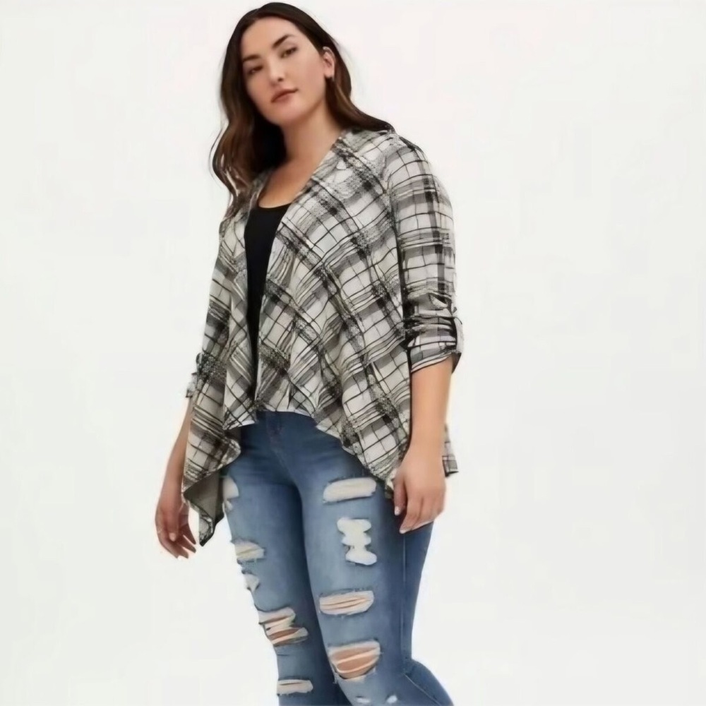 Torrid Plaid Open Front Cardigan Sweater size 4X